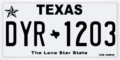 TX license plate DYR1203