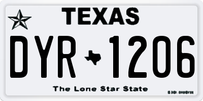 TX license plate DYR1206