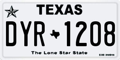 TX license plate DYR1208
