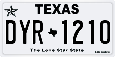 TX license plate DYR1210