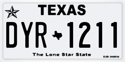 TX license plate DYR1211