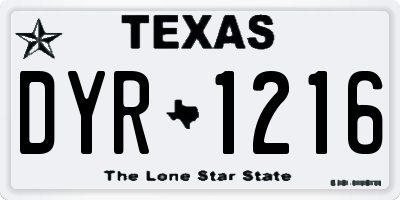 TX license plate DYR1216