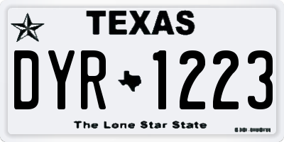 TX license plate DYR1223