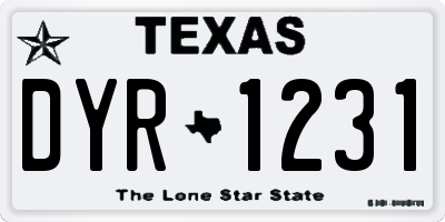 TX license plate DYR1231