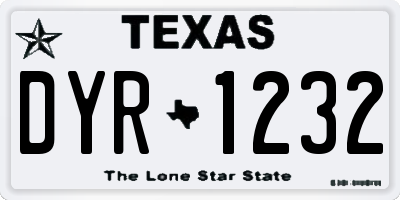 TX license plate DYR1232