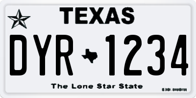 TX license plate DYR1234
