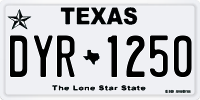 TX license plate DYR1250