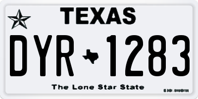 TX license plate DYR1283