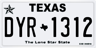 TX license plate DYR1312