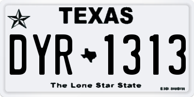 TX license plate DYR1313