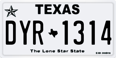 TX license plate DYR1314