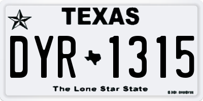 TX license plate DYR1315