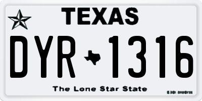TX license plate DYR1316