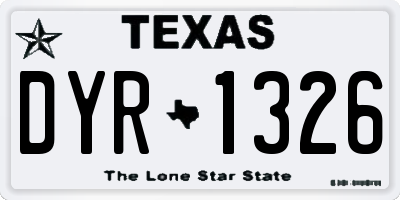 TX license plate DYR1326