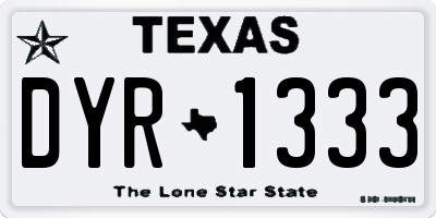 TX license plate DYR1333