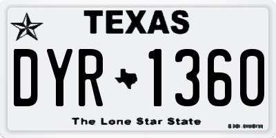 TX license plate DYR1360