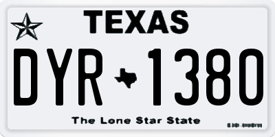 TX license plate DYR1380