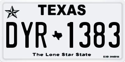 TX license plate DYR1383