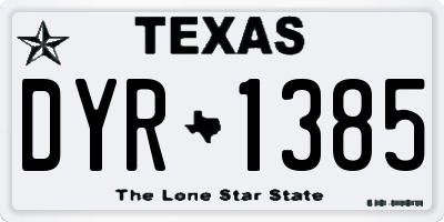 TX license plate DYR1385