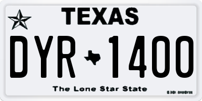 TX license plate DYR1400