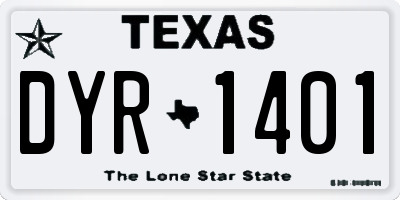TX license plate DYR1401