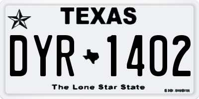 TX license plate DYR1402