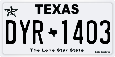 TX license plate DYR1403