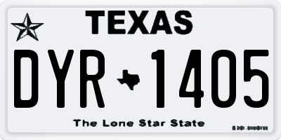 TX license plate DYR1405