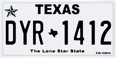 TX license plate DYR1412