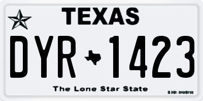 TX license plate DYR1423