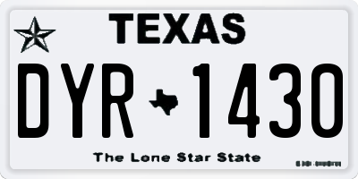 TX license plate DYR1430