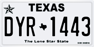 TX license plate DYR1443
