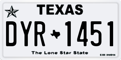 TX license plate DYR1451