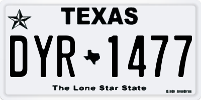 TX license plate DYR1477