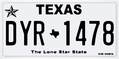 TX license plate DYR1478