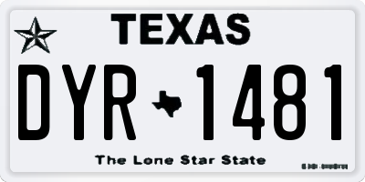 TX license plate DYR1481