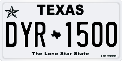 TX license plate DYR1500