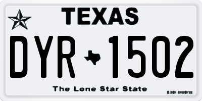 TX license plate DYR1502
