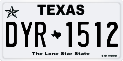 TX license plate DYR1512