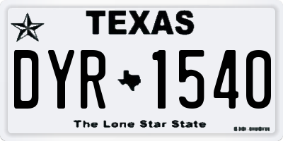 TX license plate DYR1540