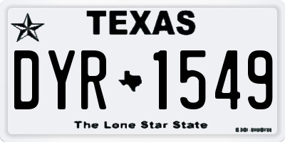 TX license plate DYR1549
