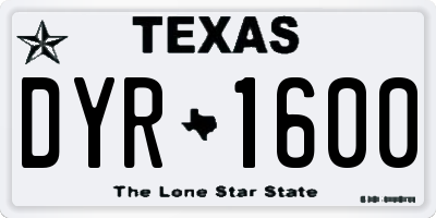 TX license plate DYR1600