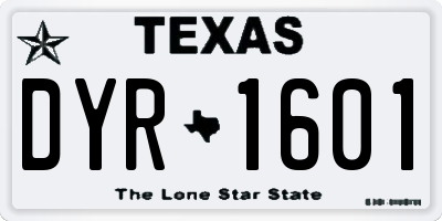 TX license plate DYR1601