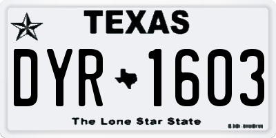 TX license plate DYR1603