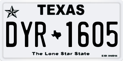 TX license plate DYR1605