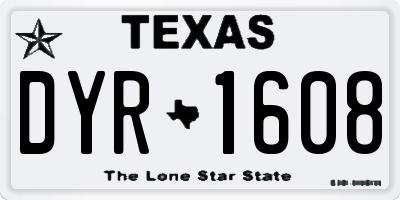 TX license plate DYR1608