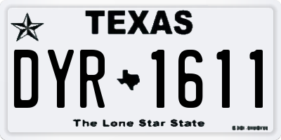 TX license plate DYR1611