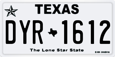 TX license plate DYR1612