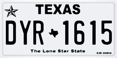 TX license plate DYR1615