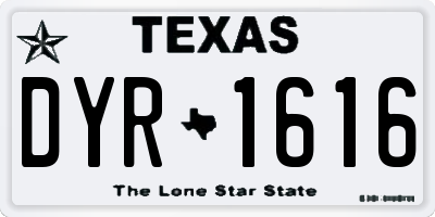 TX license plate DYR1616